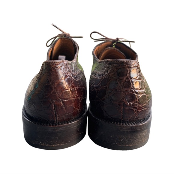 Salvatore Ferragamo Dark Brown Crocodile Cap Toe Shoes - Picture 5 of 6